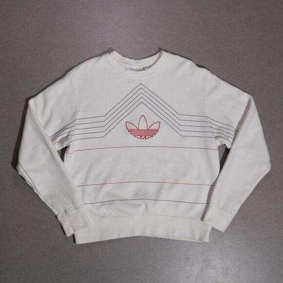 Adidas Rivalry Retro Embroidered Boxy Sweatshirt White Unisex Medium 23x25 - Picture 1 of 9